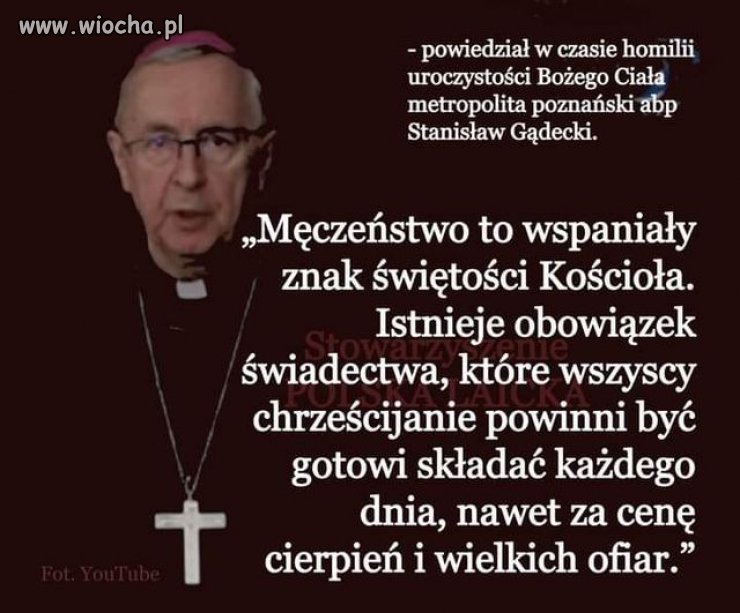 Męczeństwo abp Gądeckiego polega na tym, 