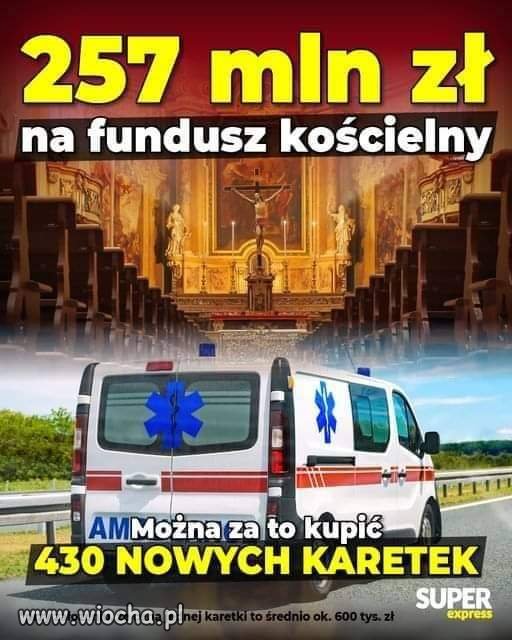 Tyle kasy dla kościoła.