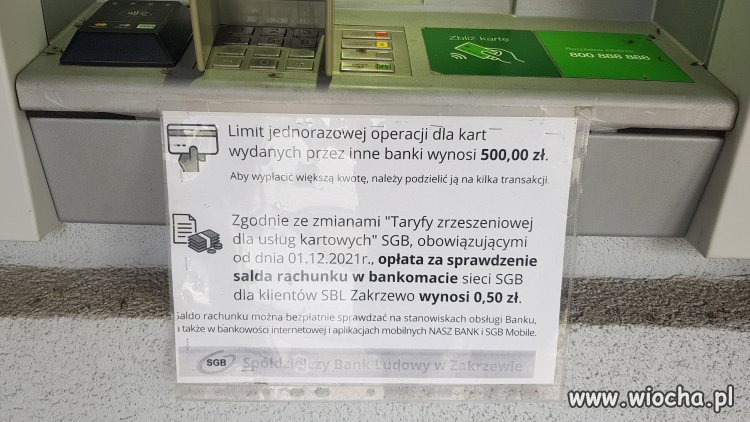 Opłata za sprawdzenie salda
