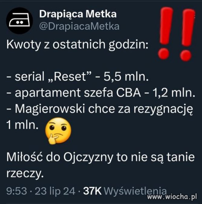 Patrioci za miliony, k..wa ich mać !