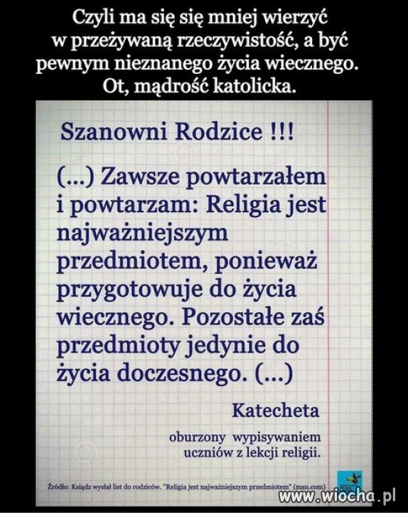 Dlatego sekta kosciola ma RAJ na ziemi, za zycia..