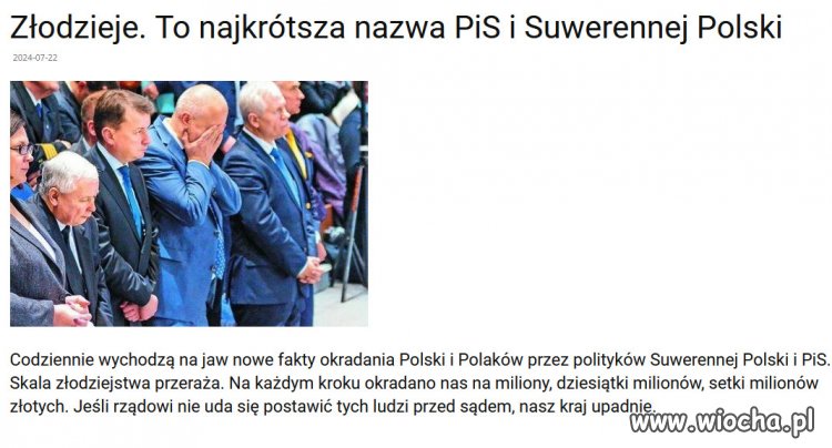 Złodzieje politycy to najgorszy sort złodziejstwa, obrzydliwy!
