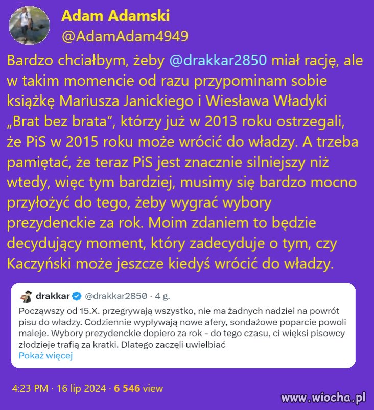 Niestety, w 2015 też nie było z kim przegrać, a Komorowski miał 70% poparcia.   
