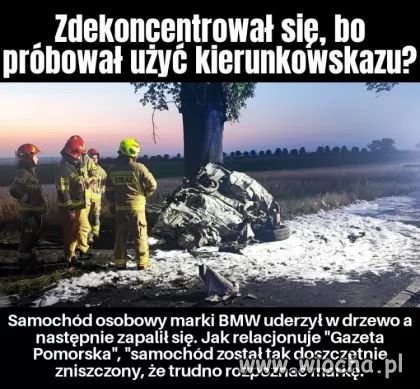 Kierowca Tomaszek i kierunkowskazy w be em wu.