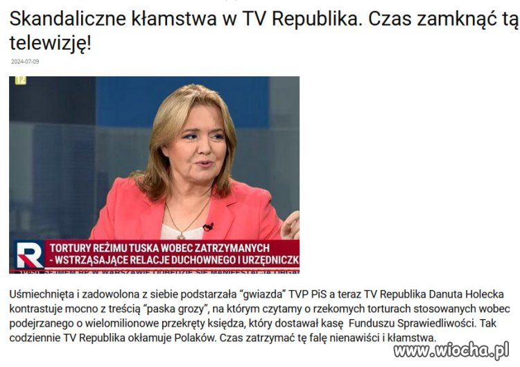 Kłamstwa TV Republika przypominają propagandę rosyjską
