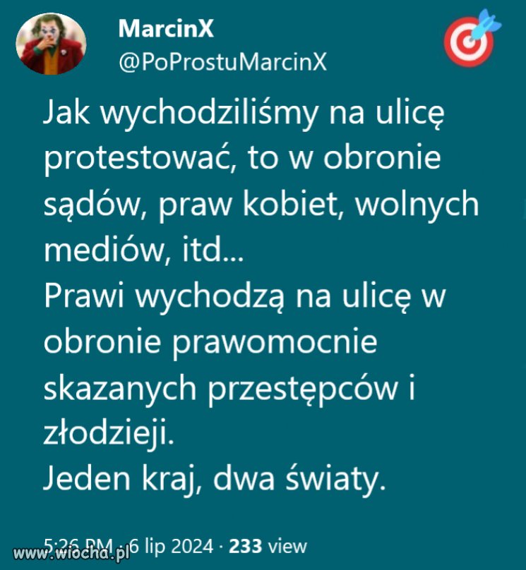 Idealnie podsumowane. Jeden kraj, dwa światy.   