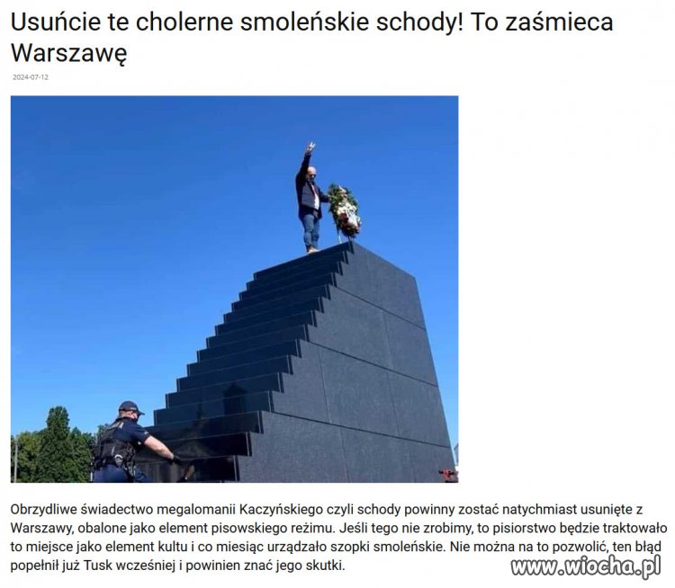 Schody smoleńskie należy rozebrać i zniszczyć.