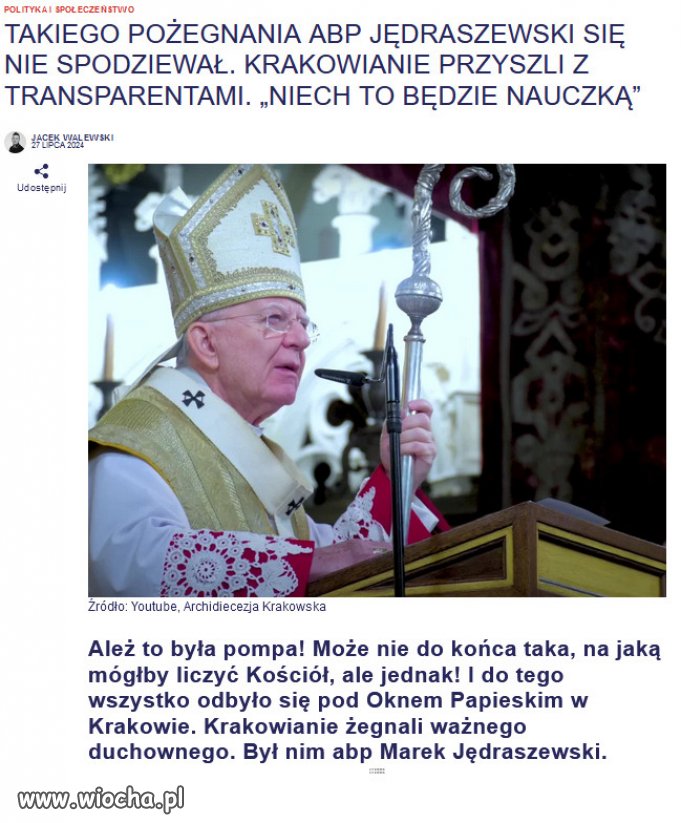Eksperyment "Jędraszewski" okazał się nieudany.