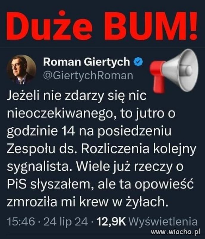 Będzie się działo! Wielu, oj wielu będzie siedziało ... 