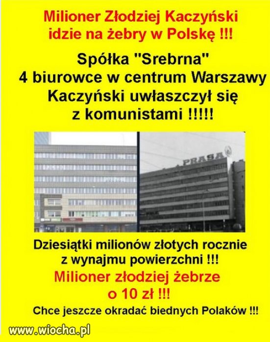 Milioner Złodziej Kaczyński idzie na żebry w Polskę !!!  