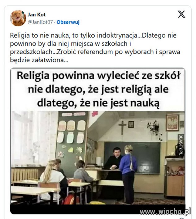 "Religia to nie nauka, to tylko indoktrynacja"