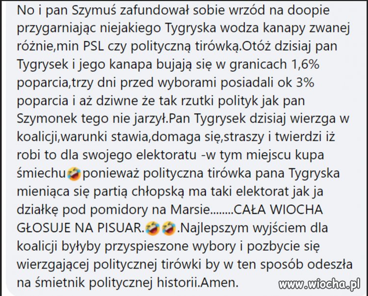 O Tygrysku politycznej tirówce i panu Szymonku 