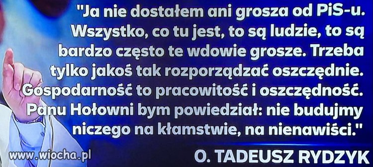 Słowa oligarchy Rydzyka.