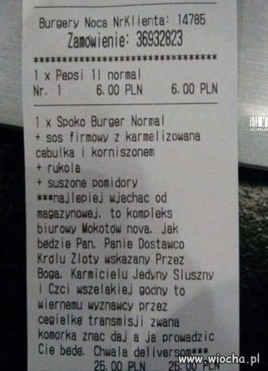 Zamówienie Sebka z Mokotowa.