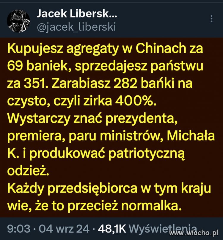 Prosty sposób na biznes za czasów PiS ...