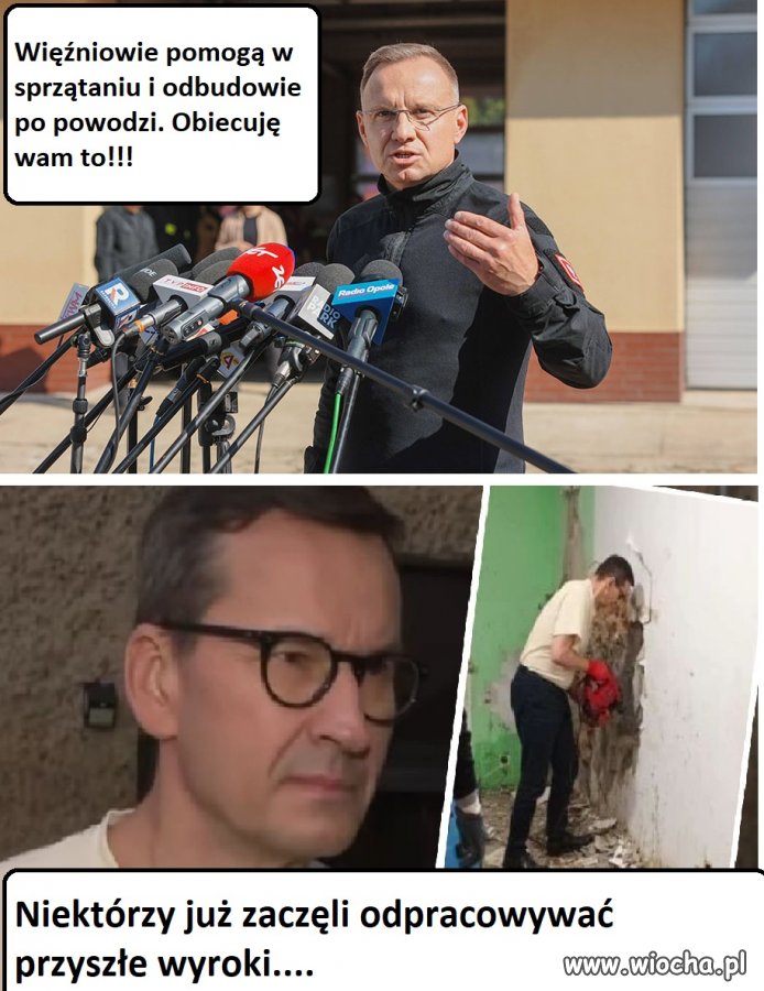 Przestępcy pomagają w odbudowie po powodzi