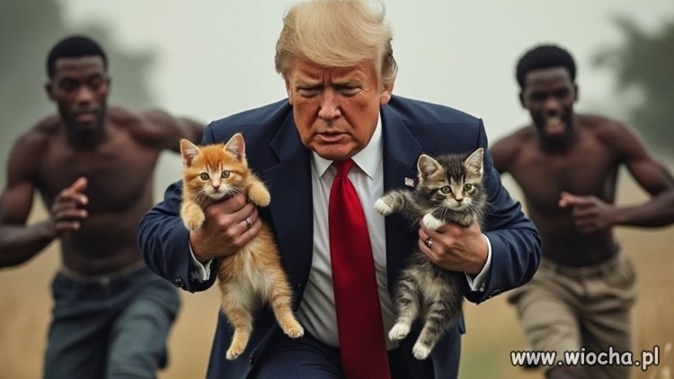 Trump ratujący kotki