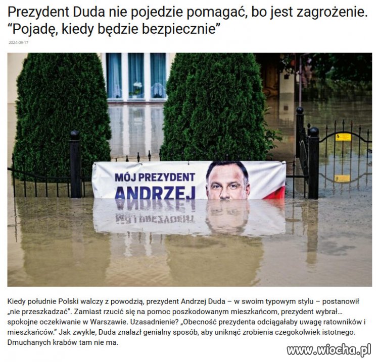 Prezydent zapowiedział, że „pojedzie, kiedy będzie bezpiecznie”.