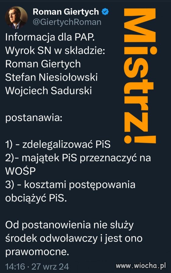 No! I to jest wiarygodne postanowienie !