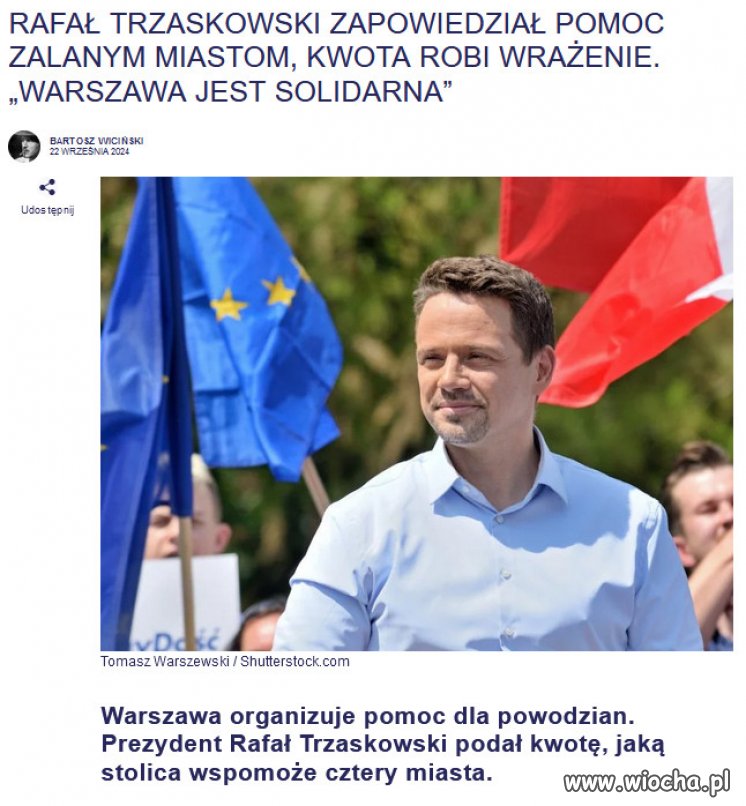 Trzaskowski poinformował, że będzie to w sumie 20 mln zł.