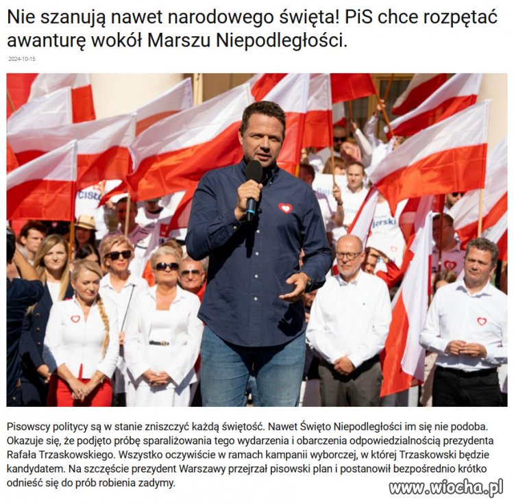 Trzskowski nie chce "zadymy" nacjonalistow Putina!