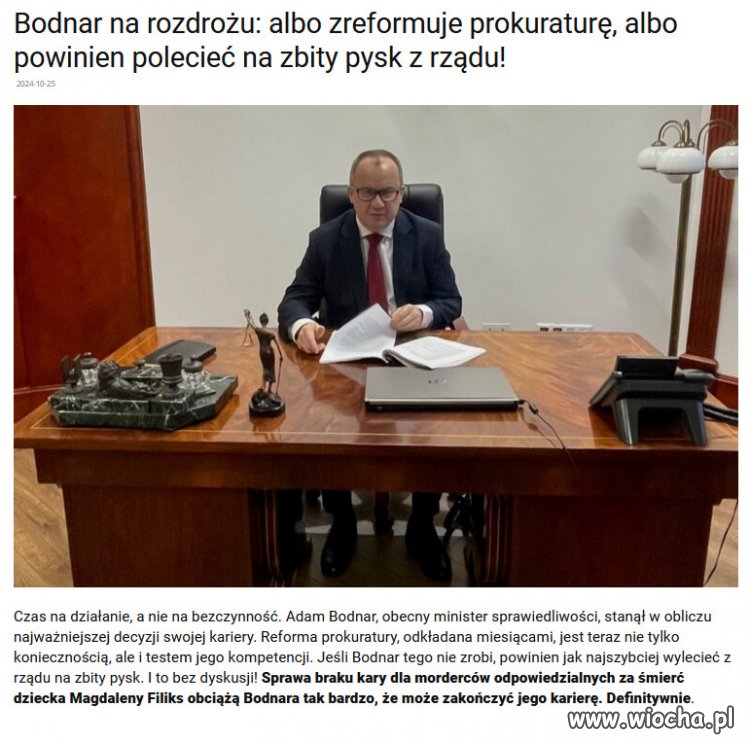 Musi zrozumieć: albo zreformuje prokuraturę, albo wylatuje.