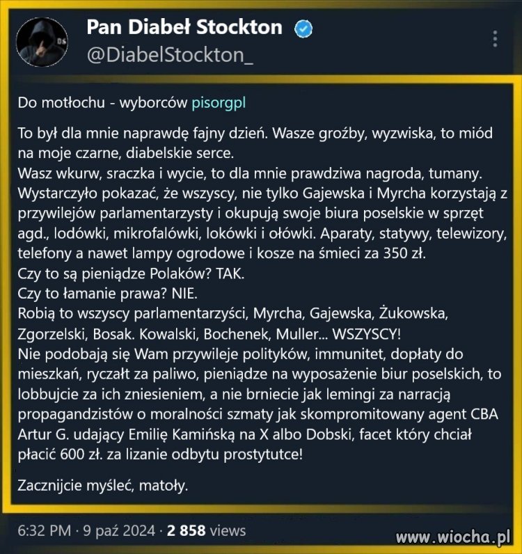 Ale bydło ogląda r, a tam mówią tylko o Gajewskiej.