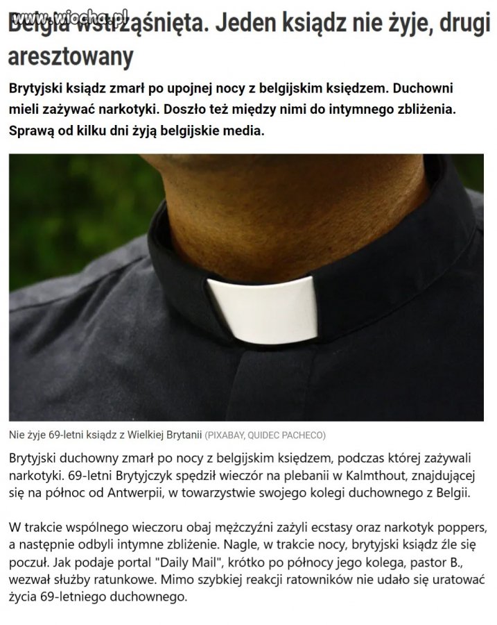 Brytyjski duchowny zmarł po nocy z belgijskim księdzem