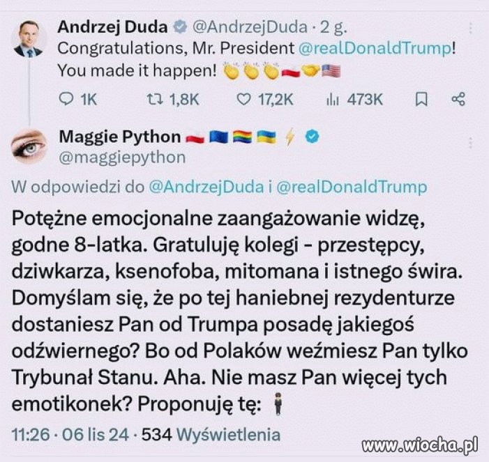 Anżej gratuluje Trumpowi