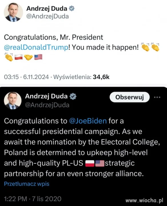 Różnice w gratulacjach: