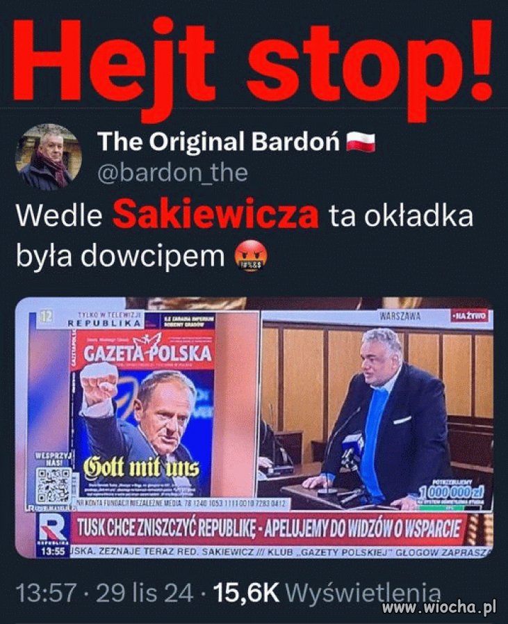 Sakiewicz to tłusty wieprz i cham