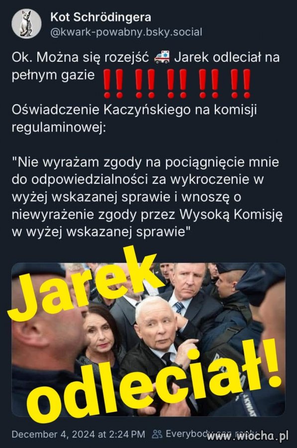 Jarek odleciał już dawno temu. PiSiaki były ślepe 