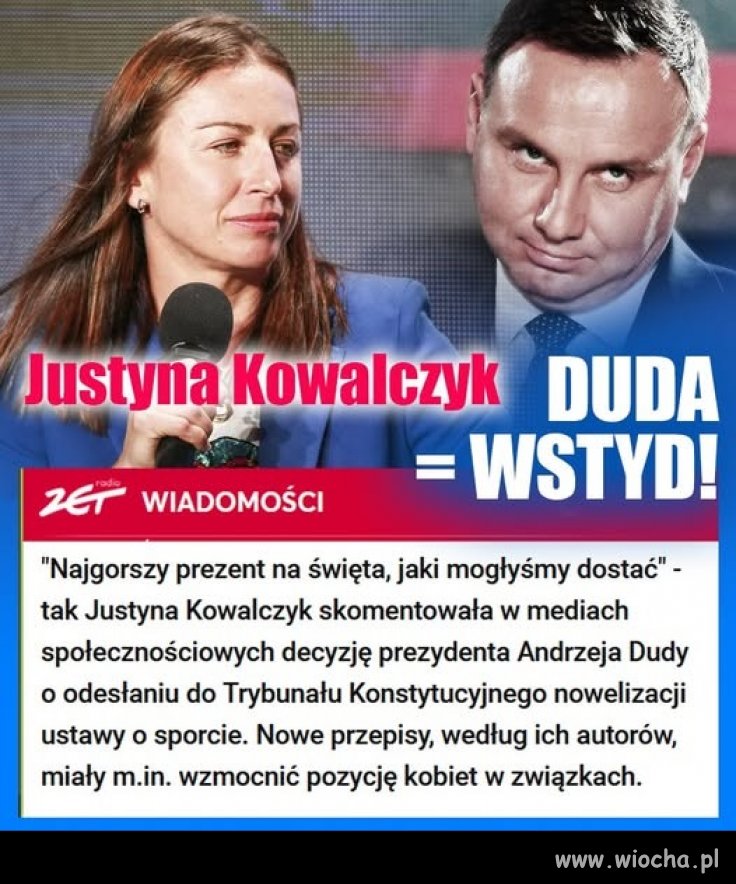 Brawa dla Justyny, a dla dudy, jak zawsze, wstyd !