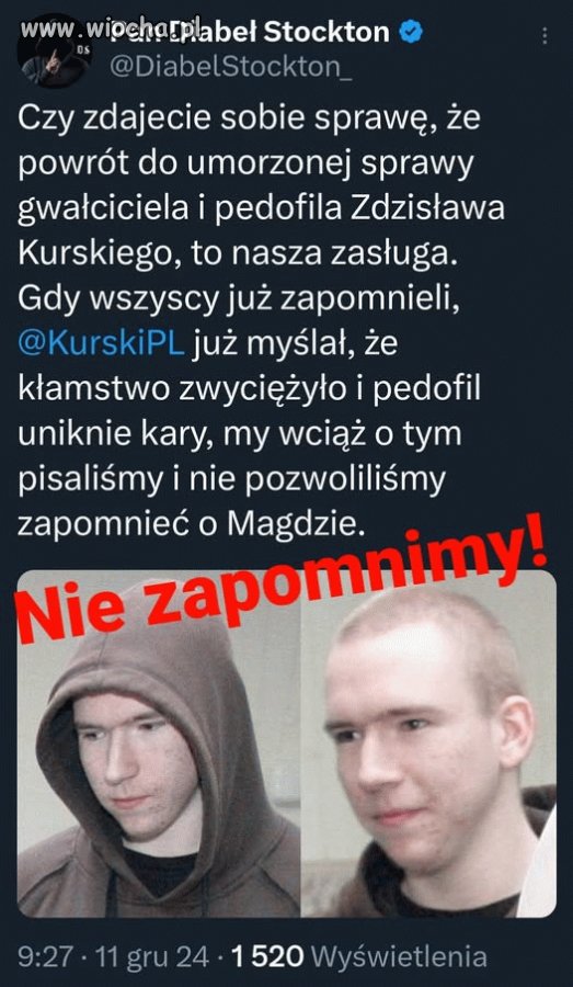Zero litości dla pedofila