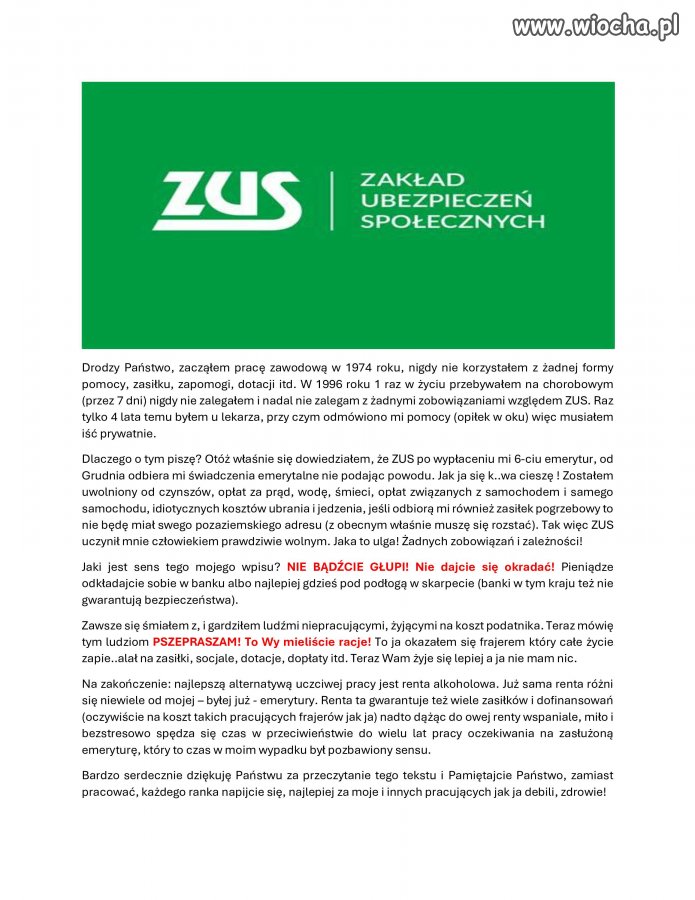 Dzięki ci ZUS