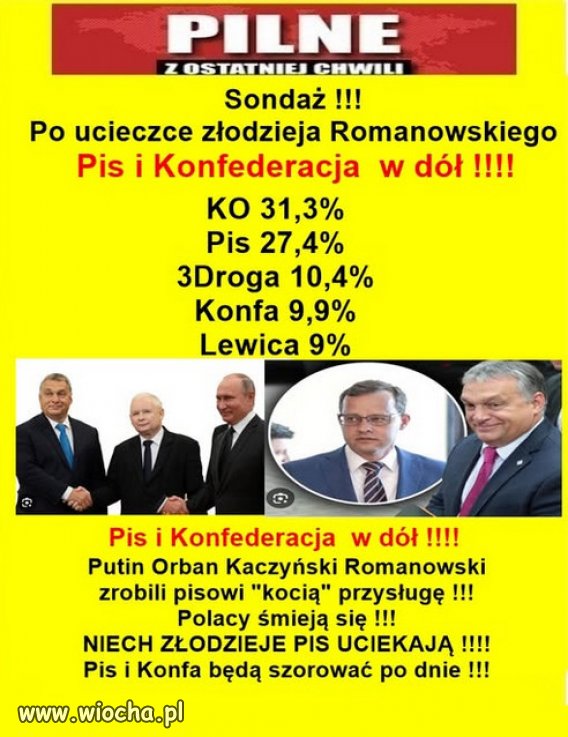 Putin Orban Kaczyński Romanowski zrobili pisowi 
