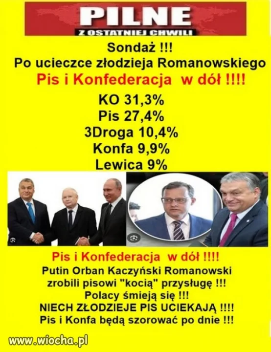 Putin Orban Kaczyński Romanowski zrobili pisowi 