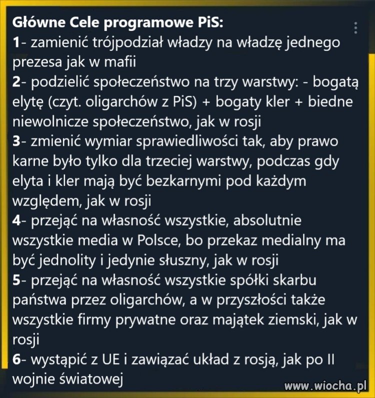Główne CELE programowe PiS