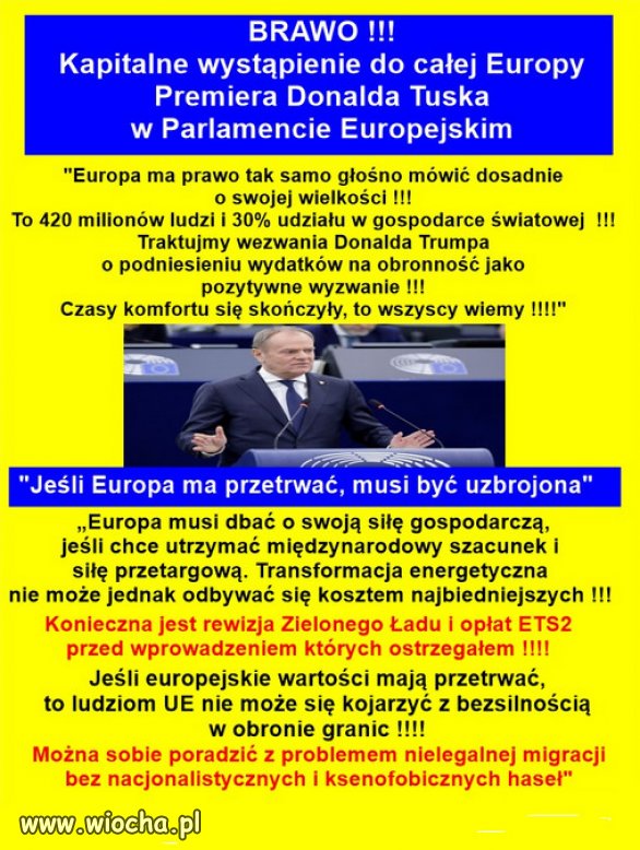 Kapitalne wystąpienie do całej Europy Premiera Donalda Tuska