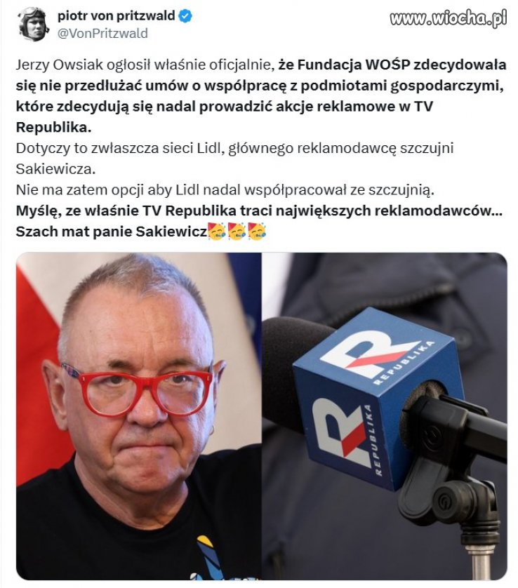Słuszna decyzja. TV Republika to ściek najgorszego sortu.