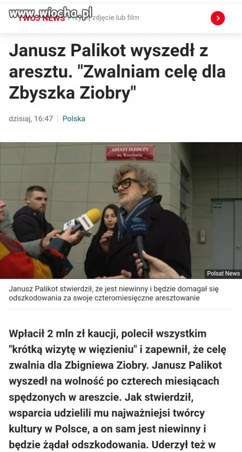 Palikot na wolności.