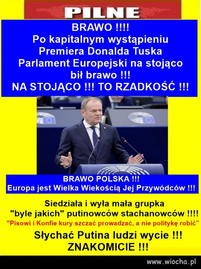 Owacje na stojąco w Parlamencie Europejskim !