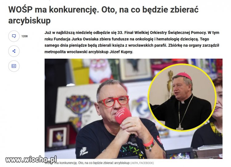 Owsiak dla polskich dzieci, biskup dla swojej firmy