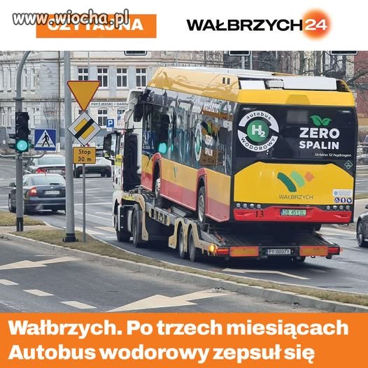 Diesel odwozi wodorowca na warsztat