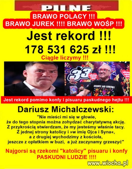 WOSP Owsiaka pokazał kto działa dla dobra narodu!