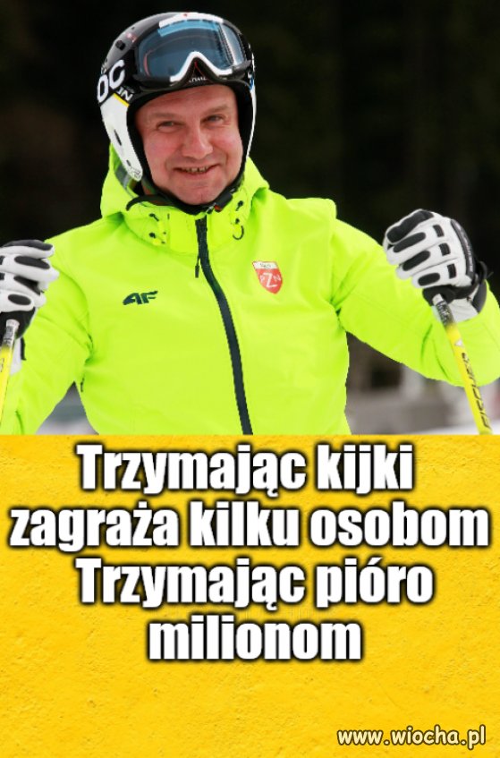 Lepiej niech już śmiga na nartach bo jeszcze coś spier.doli
