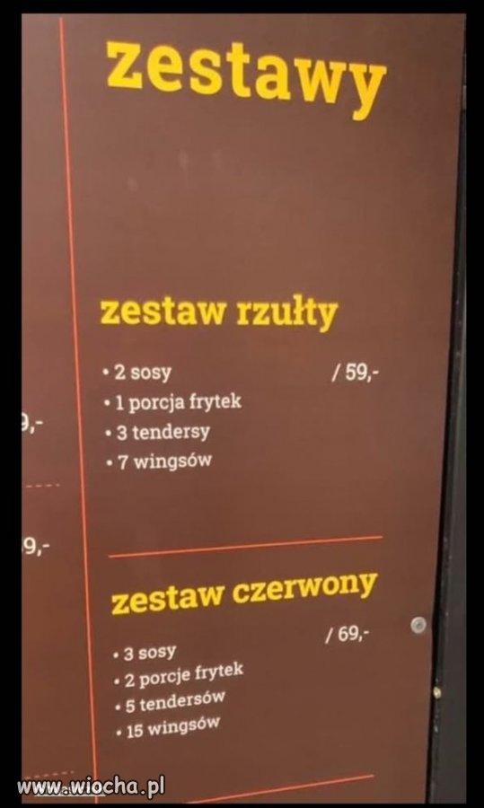 Zestaw rzułty.