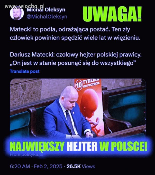 SzMatecki to wyjątkowo podłe bydlę