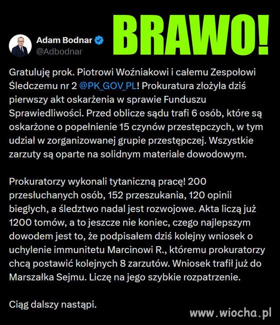 W końcu ktoś rozliczy to złodziejskie PiS! Brawo!
