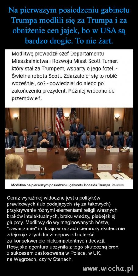 Debile modlili się za jajka Trumpa, bo drogie 
